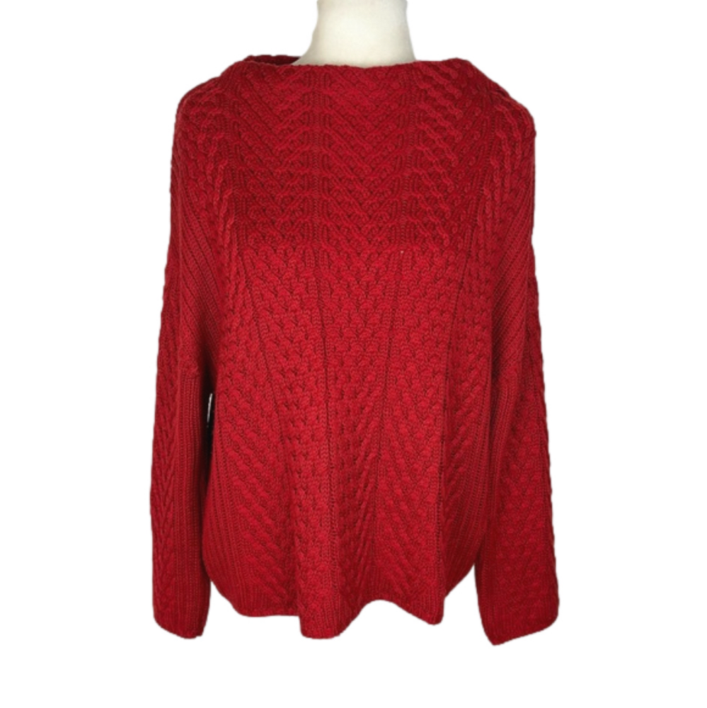 Zara red cable knit sweater